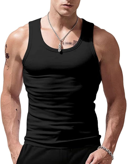 Men's Stringer Tank Tops Cotton Vest Sleeveless Gym Workout Bodybuilding Fitness Muscle T Shirts