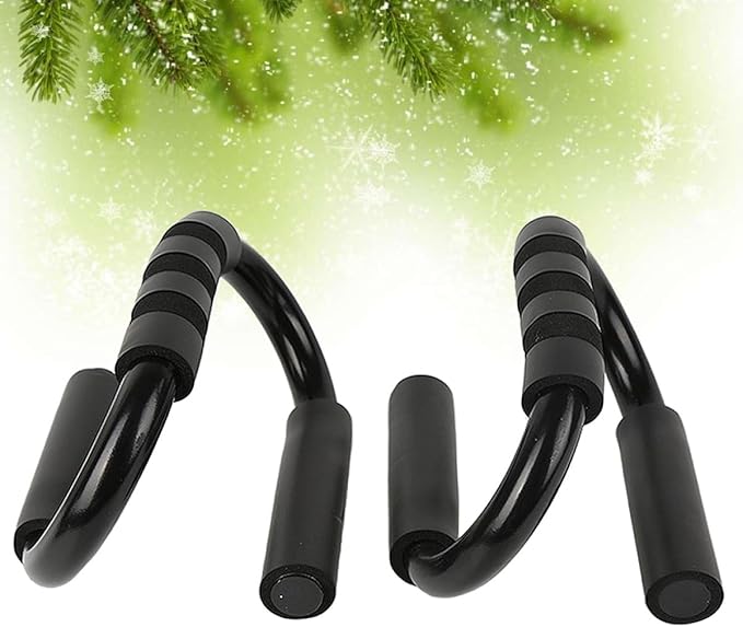 PRETYZOOM S-shaped Push up Rack with Black Handles, Pair of Fitness Push-up Stands for Chest and Core Training, Sturdy Steel Push-up Bars for Home Workout and Strength Training Equipment