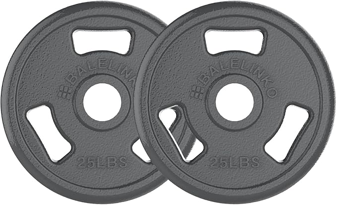 Balelinko Cast Iron 2-Inch Olympic Grip Plate Weight Plate for Strength Training, Weightlifting and Crossfit