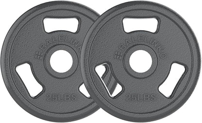 Balelinko Cast Iron 2-Inch Olympic Grip Plate Weight Plate for Strength Training, Weightlifting and Crossfit