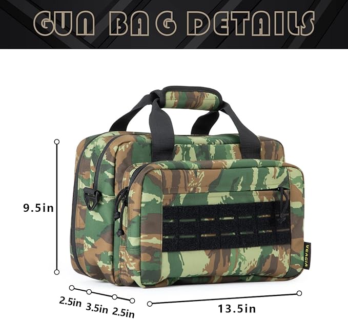 VEAGIA Range Bag,Pistol Case,Gun Range Bags For Handguns And Ammo Pouch 2 Pistols Soft Carrying Shooting Bag