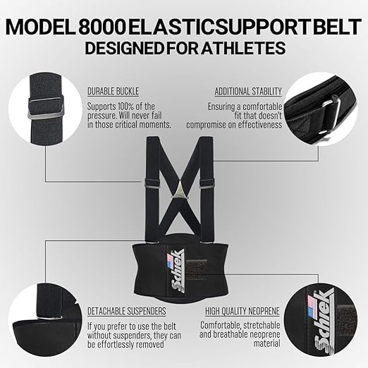 Schiek - Model 8000 Elastic Back Support Belt - Dual Force Adjustable Straps Back Support Belt - Lumbar Support (X-Large)