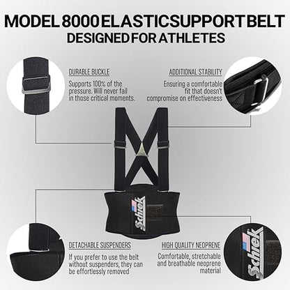 Schiek - Model 8000 Elastic Back Support Belt - Dual Force Adjustable Straps Back Support Belt - Lumbar Support (X-Large)