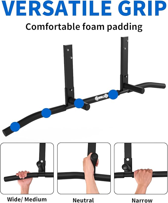 Joist Mounted Pull Up Bar, Ceiling Mount Chin Up Bar for Home Gym, Beam, Rafter, Easy installation, 42" Wide Bar