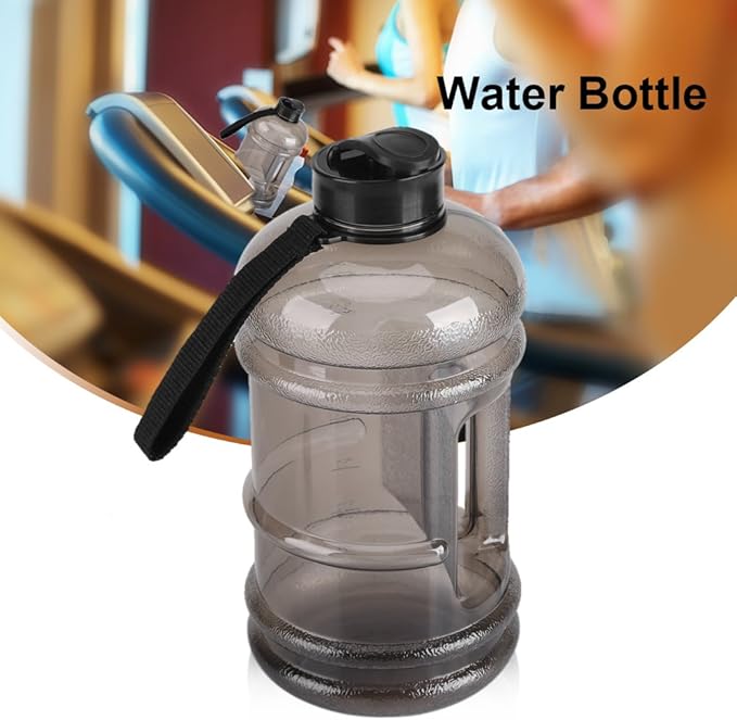 ZJchao 74.4oz Water Bottle, Super Large Capacity Food Grade Plastic Sports Cup with Holder for Women Men Gym Fitness Athletic Outdoor Camping Hiking, Black