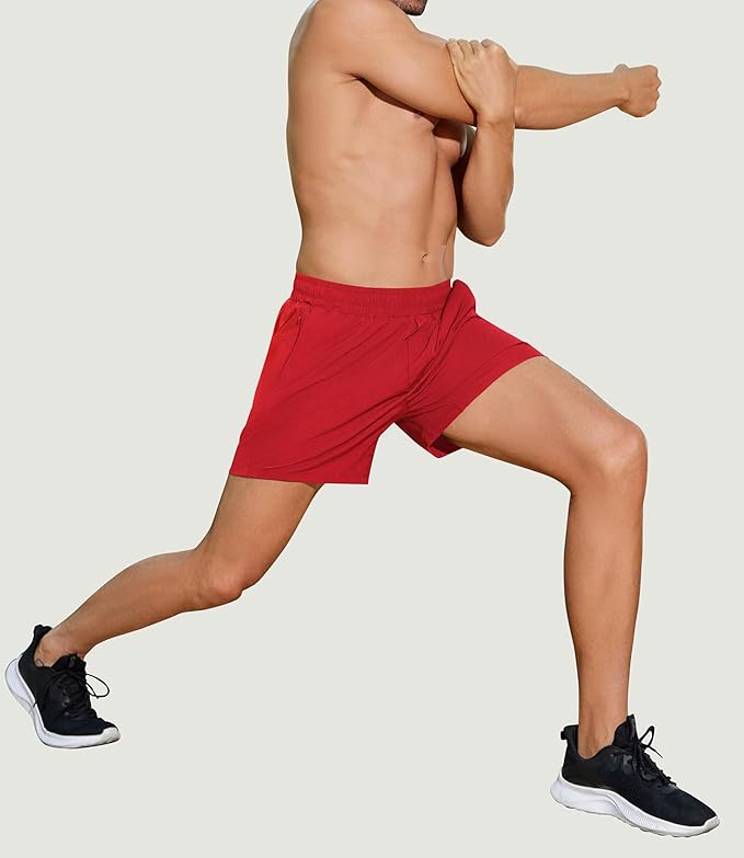 PINSPARK Men's Workout Shorts 5" Lightweight Running Shorts Quick Dry Athletic Gym Shorts with Zip Pocket Towel Loop