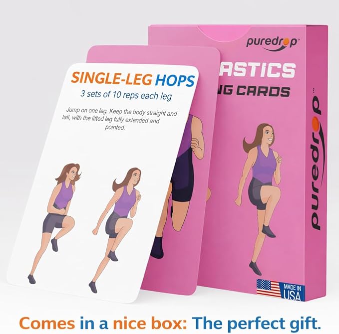 Gymnastics Training Equipment Aid Cards: Great Training Drills for Solo Practice. Exercises and Workouts for at Home. Fun Activity for Kids, Youth Junior and Beginners Gymnasts Dance