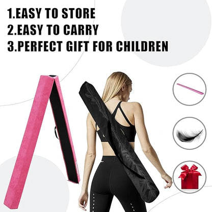 8FT/9.5FT Folding Balance Beam, Portable Gymnastics Beam Equipment with Non Slip Rubber Base & Suede Cover for Training/Practice/Professional Home Exercise
