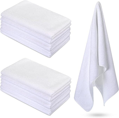 Handepo 12 Pcs Microfiber Workout Gym Towels, 360 GSM 12x30 Inch Fast Drying Yoga Towels for Sweat, Soft Gym Towel for Men Women Travel Sports(White)
