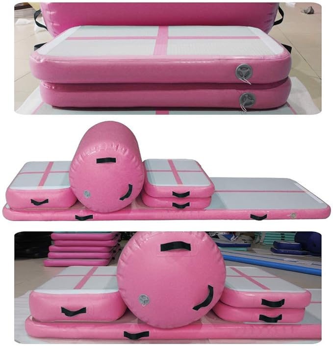 AKSPORT 5pcs Set of Inflatable Gymnastics Air Mat Tumble Track Tumbling Mat Floor Mats with Electric Air Pump for Home Use/Training/Cheerleading/Beach/Park and Water