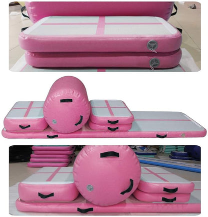 AKSPORT 5pcs Set of Inflatable Gymnastics Air Mat Tumble Track Tumbling Mat Floor Mats with Electric Air Pump for Home Use/Training/Cheerleading/Beach/Park and Water