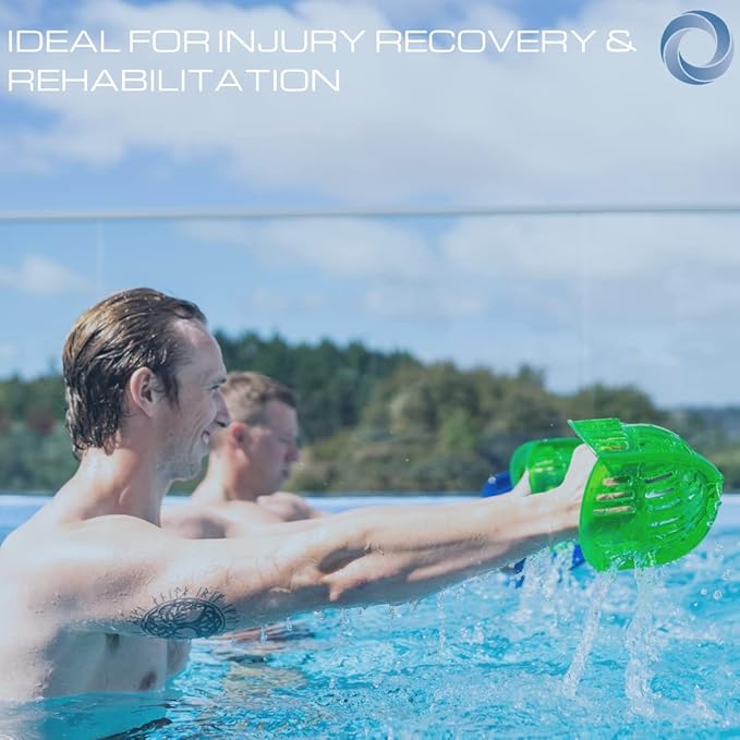 Total Body Pool Weights for Water Exercise Bundle, Polycarbonate Upper Body Bells & Padded Lower Body Fins, Aqua Therapy, Pool Exercise, Water Aerobics, Color Indicate Resistance Level