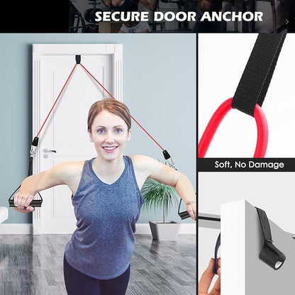 Resistance Bands Set 10–50 LB, Exercise Bands Kit for Men & Women, Full Body Workout with Handles, Door Anchor, Ankle Straps & Carry Bag, Home Gym Training