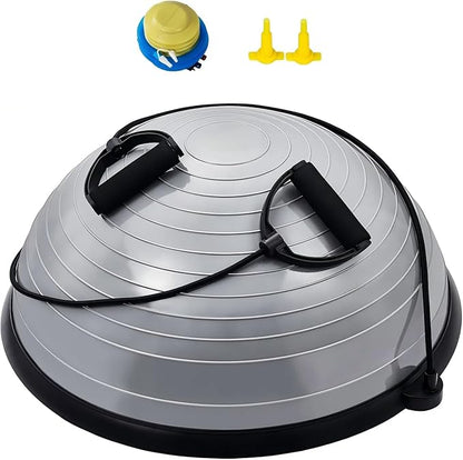 Half Exercise Ball Trainer 23 inch Balance Ball Trainer 1500lbs Capacity Stability Ball with Resistance Bands & Foot Pump, Strength Fitness Ball for Home Gym Full Body Workout