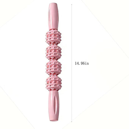 Fitness Massage Roller Stick, Muscle Relief Tool with Textured Nodules, Trigger Point Therapy Massager for Deep Tissue Recovery (Pink)