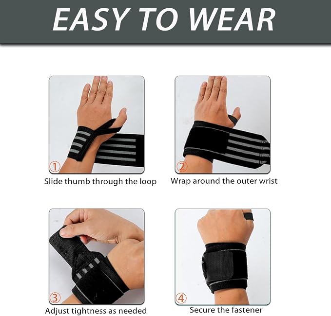 Wrist Wraps for Weightlifting 18" Professional Gym Wrist Straps for Lifting with Heavy Duty Thumb Loop Support for Powerlifting,Bench,Cross Training, Elastic Wrist Brace for Men Women Work Out
