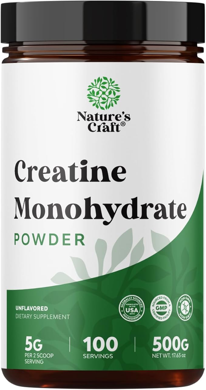 Micronized Creatine Monohydrate Powder for Men & Women - Pre & Post Workout Pure Creatine for Women & Men for Muscle Growth & Recovery - Raw Unflavored Nutritional Supplements for Muscle Gain - 500g