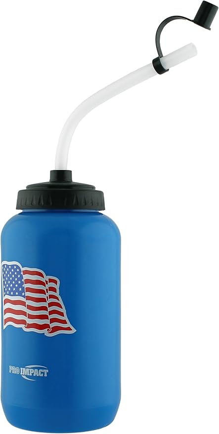 Pro Impact Squeezable Water Bottle Bendable Long Straw - LDPE BPA Free Plastic - Hydration for Baseball Hockey Gym MMA Yoga Boxing Cycling Softball Football Lacrosse (35.5 Oz.)