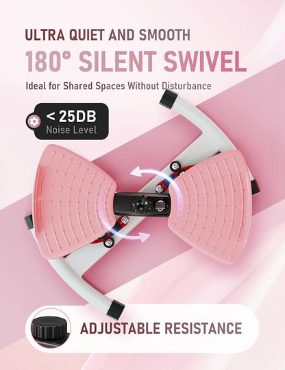 Waist Twister Machine with Smart Digital Counter and Resistance Bands 300 Lbs Capacity, Noiseless Ab Twister Board for Home Exercise, Fitness Equipment Ideal for Women to Burn Belly Fat and Tone Body