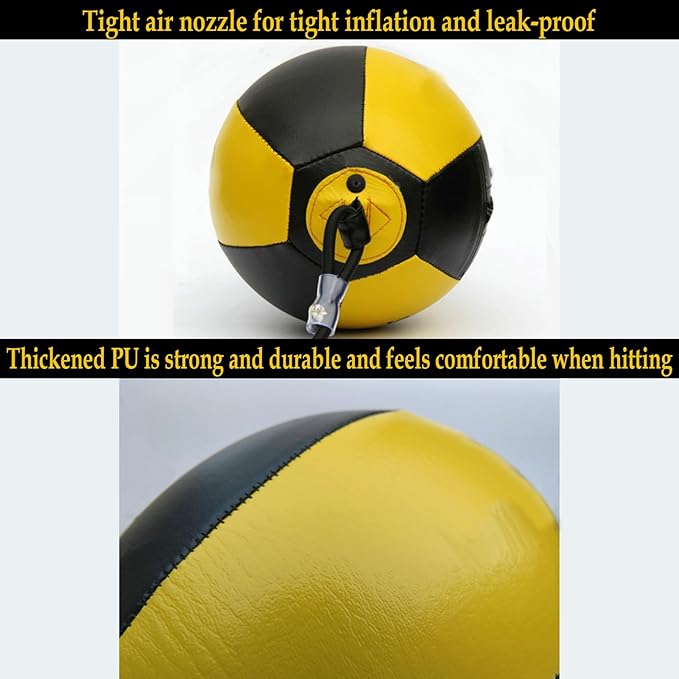 Reflex Boxing Ball, Punching Bag Set, Double End Feature Training Equipment, Pu Leather Ball with Carabiners and Headband, Speed and Reaction Hand Eye Exercise, Home Gym Use for Boxing 12x12 Inches