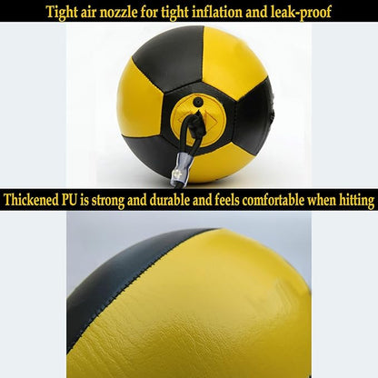 Reflex Boxing Ball, Punching Bag Set, Double End Feature Training Equipment, Pu Leather Ball with Carabiners and Headband, Speed and Reaction Hand Eye Exercise, Home Gym Use for Boxing 12x12 Inches