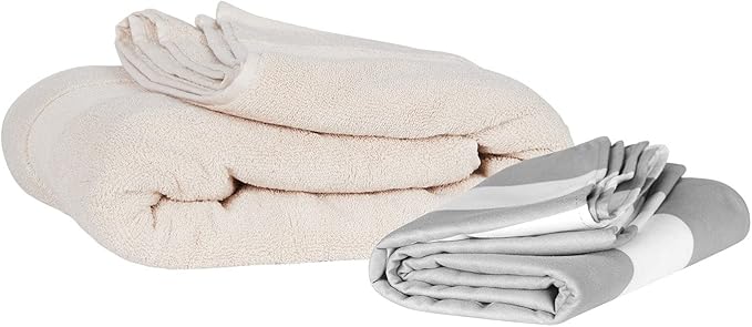 Dock & Bay Beach Towel - Quick Dry, Sand Free - Compact, Lightweight - 100% Recycled - Includes Bag - Cabana Light - Goa Grey - Large (160x90cm, 63x35)
