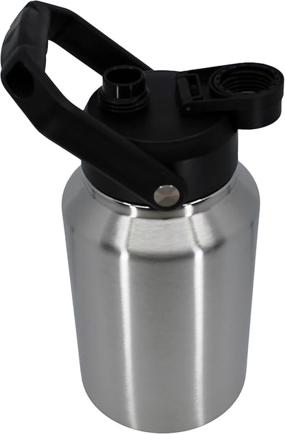 64 Ounce Half Gallon Insulated Water Bottle, Large Capacity Vacuum Flask with Handgrip (Stainless)