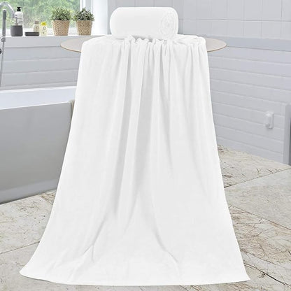 JML Microfiber Bath Towels Set of 2, 30" x 60", Large Bathroom Towel Oversized, Soft, Super Absorbent Fast Drying for Shower Sauna Swimming Hair Wrap, Beach, Sport, Fitness, Yoga (White)