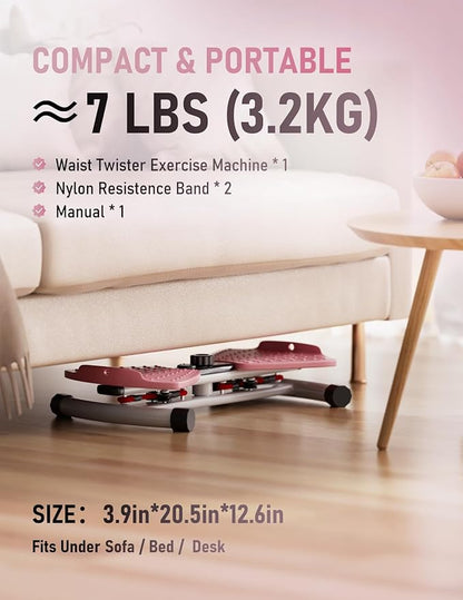 Waist Twister Machine Exercise, Ab Twist Board with Smart LED Digital Counter, Supports 300 lbs, Noiseless, Anti-Slip, Compact Portable for Home Gym Workout Equipment