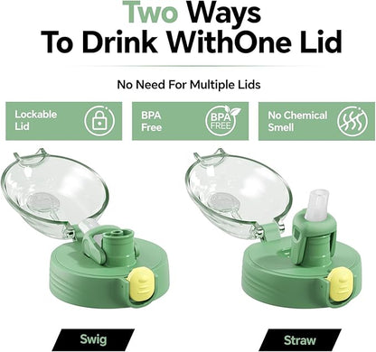 QWE Gym Plastic PPSU Water Bottles for men with Straw and Handle,Lightweight,54oz Large High-capacity for Hiking&Camping,Heat-resisting,Reusable, BPA Free,Double Drinking,leak proof(Green)