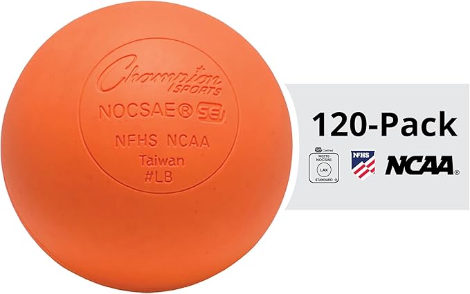 Champion Sports Lacrosse Balls – Official Size SEI Certified, Multi-Color Packs of 3, 6, or 12 for Practice & Games