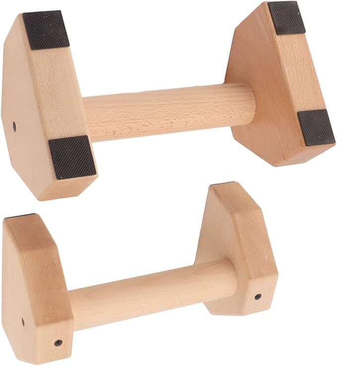 2pcs Wooden Push Up Handles, Anti - Slip Beech Wood Pushup Bars with Silicone Pads, Joint - Friendly Parallettes for Calisthenics Handstands Home Gym Use