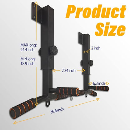 BDL Wall Mounted Pull Up Bar Chin Up bar Multifunctional Dip Station for Indoor Home Gym Workout, Power Tower Set Training Equipment Fitness Dip Stand Supports to 440 Lbs