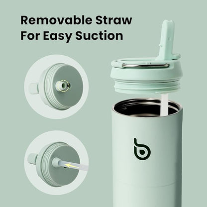BOTTLE BOTTLE Insulated Water Bottle 24oz with Straw Lid and Handle for Sports Travel Gym Stainless Steel Water Bottles Double-Wall Vacuum Metal Leak Proof BPA-Free