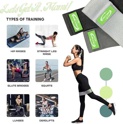 CURVYMAMI Resistance Bands for All Women with Workout Guide Included – Workout Bands Set of 3 for Glutes, Legs & Core – Non-Slip Fabric Exercise Bands for Home Fitness, Recovery, & Strength Training
