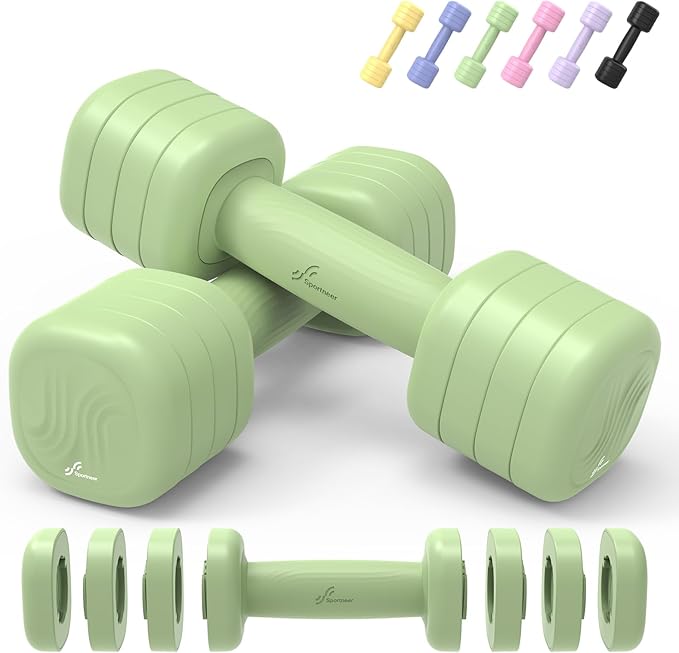 Adjustable Dumbbell Set of 2: Sportneer 4 in 1 Free Weights Dumbbells Set for Women, Hand Weights for Women at Home, Each 2lb 3lb 4lb 5lb Weights with Soft Rubber Handle for Home Gym Exercise Training