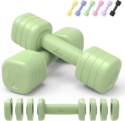 Adjustable Dumbbell Set of 2: Sportneer 4 in 1 Free Weights Dumbbells Set for Women, Hand Weights for Women at Home, Each 2lb 3lb 4lb 5lb Weights with Soft Rubber Handle for Home Gym Exercise Training