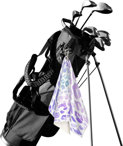 Golf Towel Purple Colorful Leopard Cheetah Print,Golf Towel for Bag Quick Dry Microfiber Golf Accessories for Yoga,Gym,Workout,Fitness,15" x 24"
