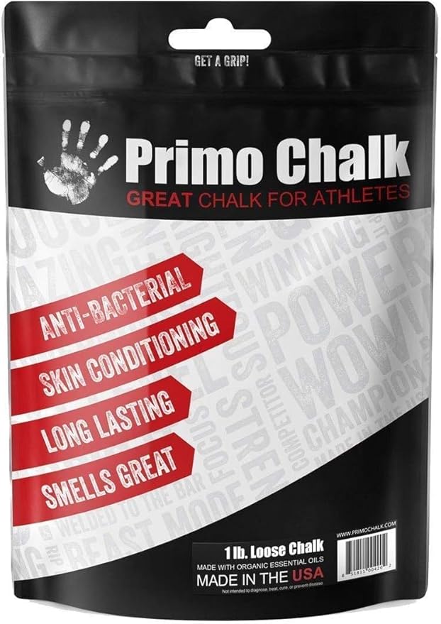 Primo Chalk Resealable Bag: Loose Chalk for Weightlifting, Rock Climbing, & Gymnastics, Made in The USA, Chalk Ball Refill for Superior Grip
