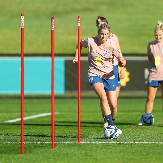 FORZA Slalom Agility Poles | Improve Endurance, Speed & Footwork | Color, Size & Rubber Base Options Available [8 Pack]