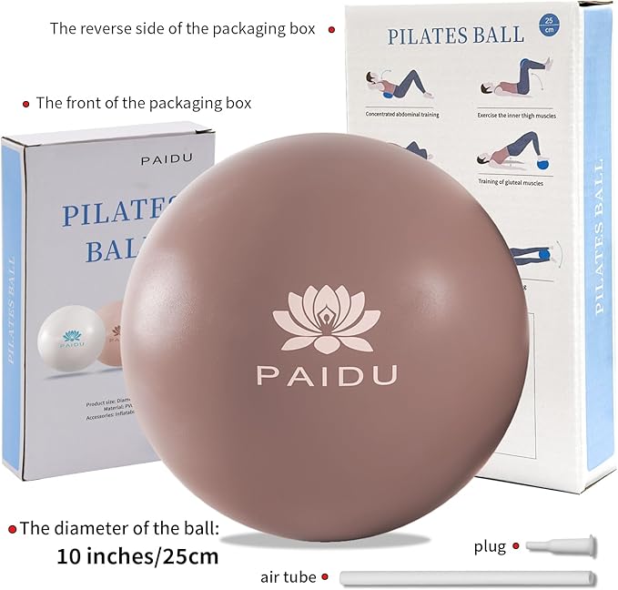 Pilates Ball 10-inch Core, Anti-Explosion and Anti-Slip Mini Yoga Balls, Suitable for Pilates, Yoga, Core Training, Physical Therapy, Balance, Stability, Stretching Exercises