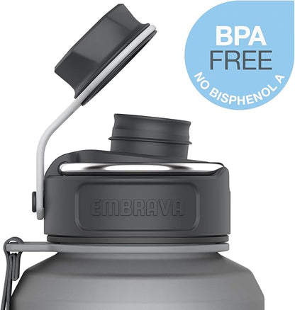 Embrava 40 oz Water Bottle - Large BPA Free Sports Bottle for Gym Hiking - Wide Mouth Leak Proof Fast Flow - Durable Reusable Tritan Plastic - Carry Ring - Sport Water Bottles for Men Women
