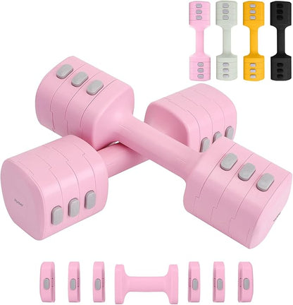 Adjustable Dumbbell Set of 2, 4 in 1 Free Weights Dumbbells Set for Women with Fast Adjustment, Each 2lb 3lb 4lb 5lb Hand Weights Set for Home Gym & Outdoor Exercise Training