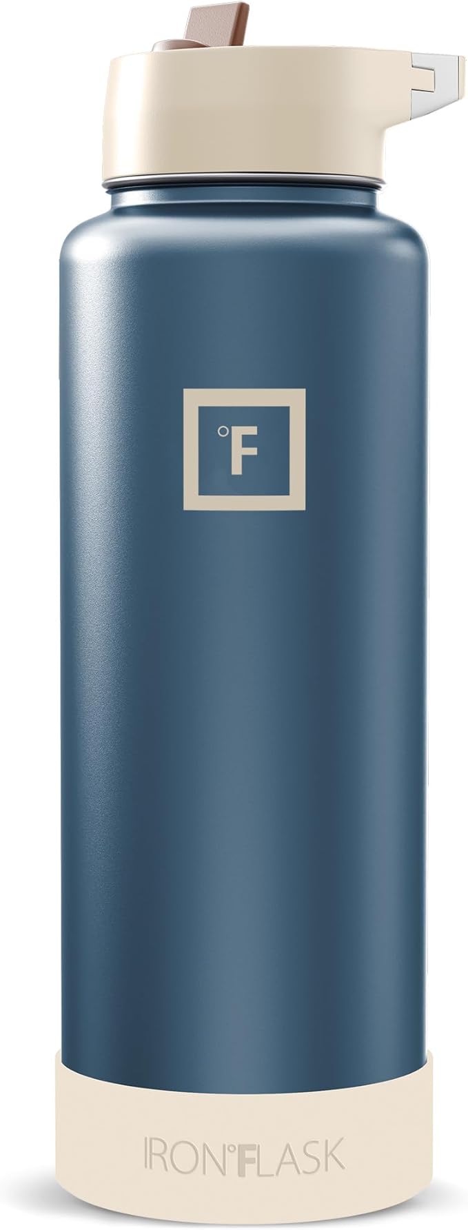 IRON °FLASK Camping & Hiking Hydration Flask with Straw, Wide Mouth Insulated Stainless Steel Sports Water Bottle - Desert Oasis 40 oz - Straw (1 Lid)