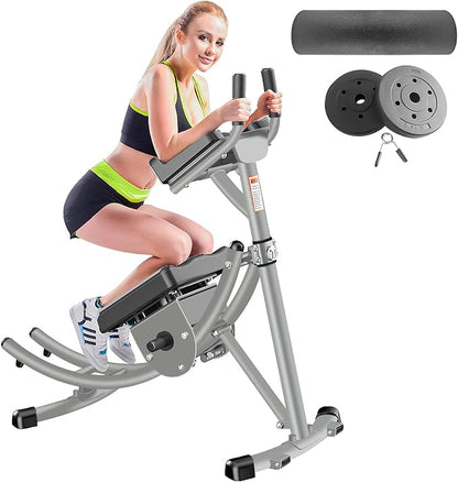 Ab Machine - Core Abdominal Trainers AB Workout Machine Home Gym Strength Training Foldable Fitness Equipment with LCD Monitor (Grey)
