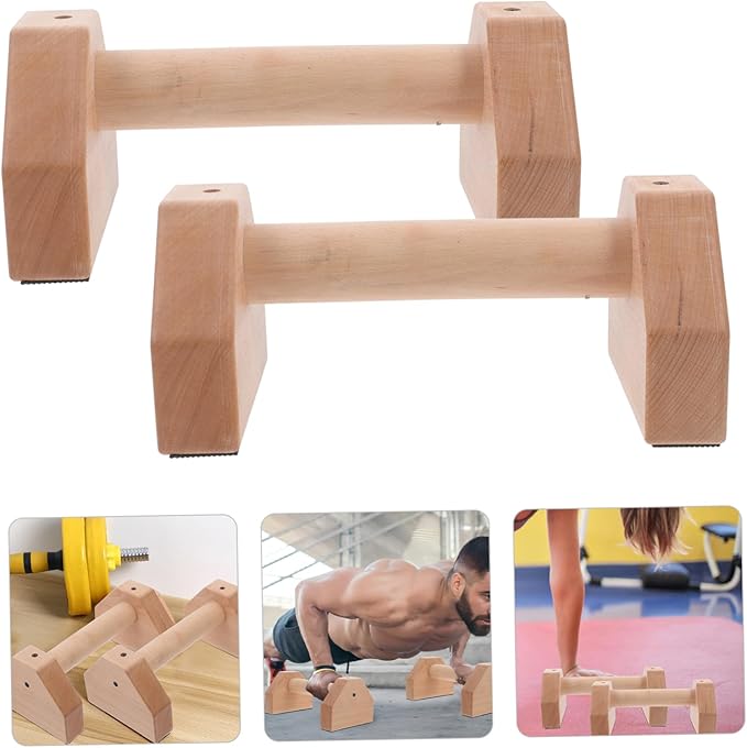 HANABASS Ergonomic Push-up Stands 2 Pcs Wooden Push-up Handles Strength Training Equipment Non-slip Base for Home Gym Workouts