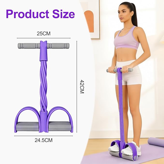 8-Tube Pedal Resistance Band with Handles, Multifunction Foot Pedal Tension Rope Fitness Equipment, Natural Rubber Exercise Puller for Abs, Arms, Waist & Leg Training