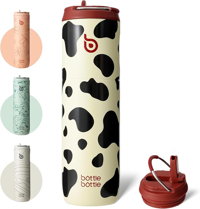 BOTTLE BOTTLE Insulated Water Bottle 24oz with Straw Lid and Handle for Sports Travel Gym Stainless Steel Water Bottles Double-Wall Vacuum Metal Leak Proof BPA-Free