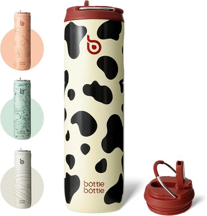 BOTTLE BOTTLE Insulated Water Bottle 24oz with Straw Lid and Handle for Sports Travel Gym Stainless Steel Water Bottles Double-Wall Vacuum Metal Leak Proof BPA-Free
