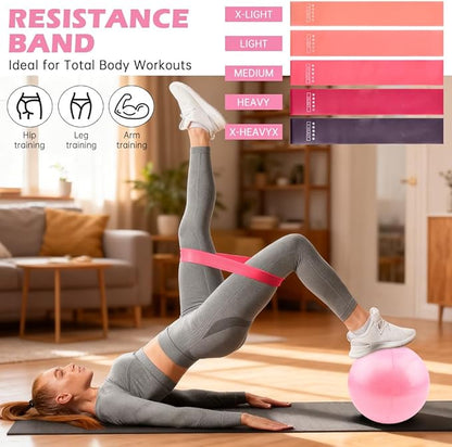 Pilates Essentials Kit for Women, 14 Pcs Home Workout Equipment with Pilates Circle Ball Ring Set Resistance Bands and Anti Slip Sock, Yoga Pilate Essentials Accessories